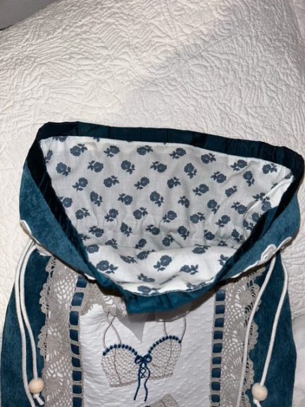 Petit sac à linge lingerie, Bleu canard et Blanc – Image 2
