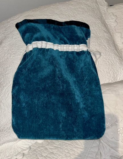Petit sac à linge lingerie, Bleu canard et Blanc – Image 3