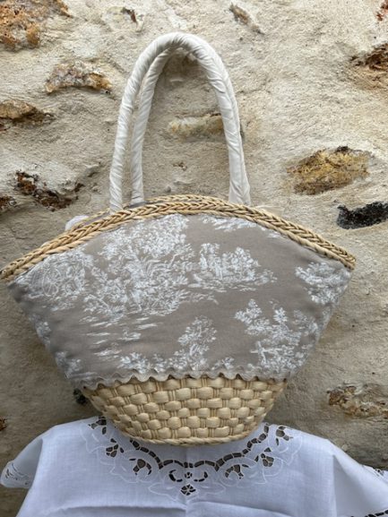 Joli panier fleur et toile de Jouy – Image 2