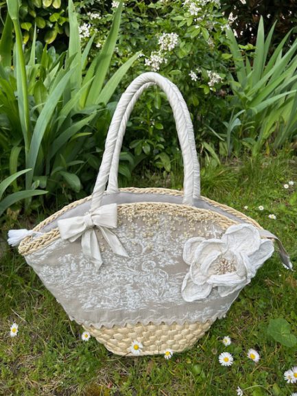 Joli panier fleur et toile de Jouy – Image 4