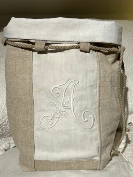 Grand sac’’baluchon’’ en chanvre et monogramme A – Image 3