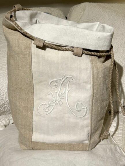 Grand sac’’baluchon’’ en chanvre et monogramme A