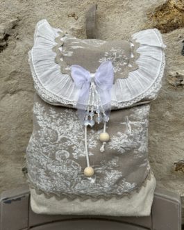 Sac à dos en chanvre et toile de Jouy