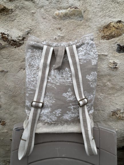 Sac à dos en chanvre et toile de Jouy – Image 3