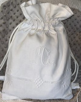 Petit sac à linge blanc monogramme