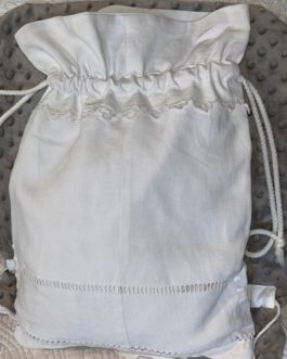 Petit sac à linge blanc monogramme