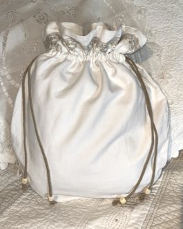 Grand sac à linge lin blanc et grège