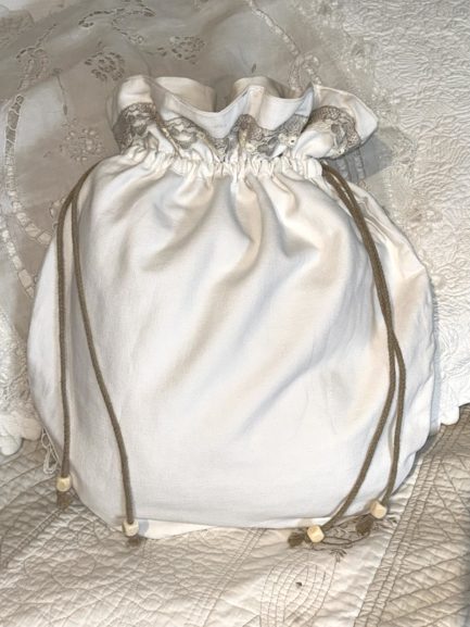 Grand sac à linge lin blanc et grège – Image 2