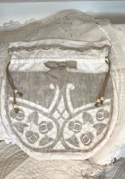Grand sac à linge lin blanc et grège – Image 3