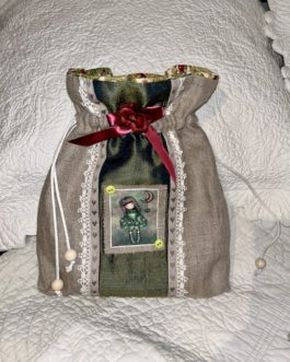 Sac Petite fille en lin et soie verte et lin