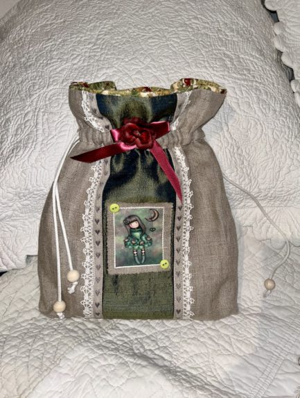 Sac Petite fille en lin et soie verte et lin