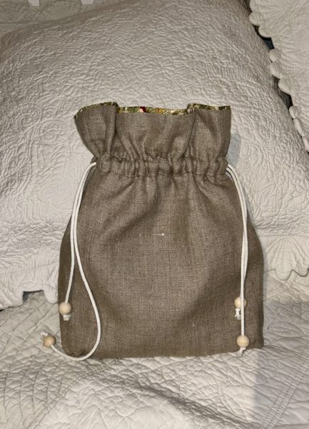 Sac Petite fille en lin et soie verte et lin – Image 2