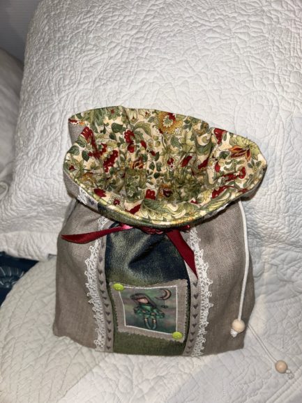 Sac Petite fille en lin et soie verte et lin – Image 3
