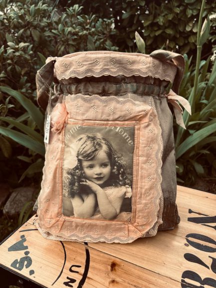 Sac en soie cuivre et vieux rose ‘’ Petite fille vintage’’