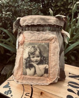 Sac en soie cuivre et vieux rose ‘’ Petite fille vintage’’