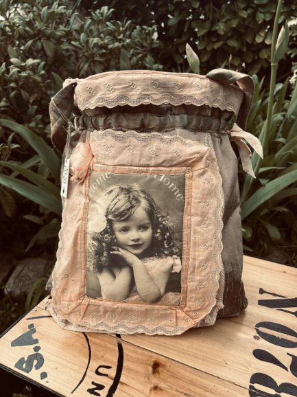 Sac en soie cuivre et vieux rose ‘’ Petite fille vintage’’ – Image 2