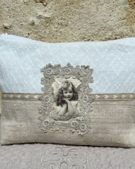 Trousse de toilette en chanvre et coton piqué ‘’Petit Ange’’