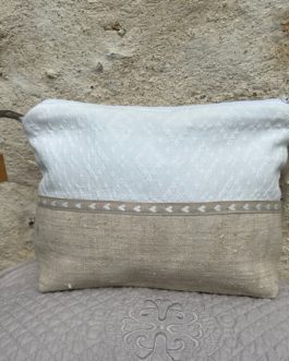 Trousse de toilette en chanvre et coton piqué ‘’Petit Ange’’