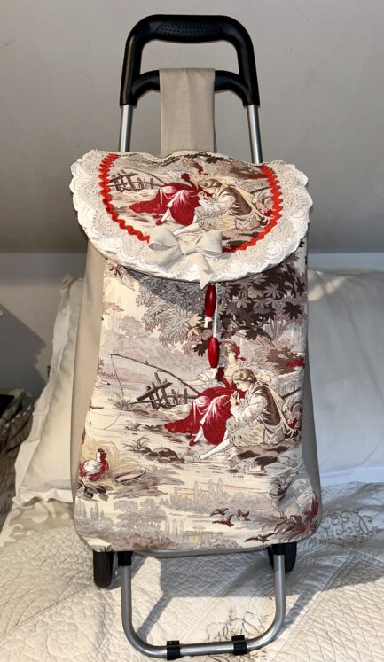 Chariot de courses en toile de Jouy "Scène champêtre"