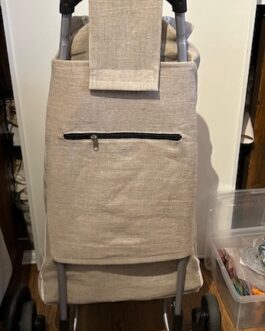 Joli chariot de courses en toile de lin épaisse – couleur lin / taupe