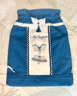 Petit sac à lingerie, bleu et blanc